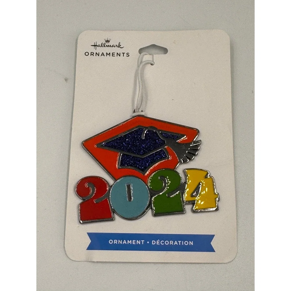 Hallmark 2024 Graduation Ornament Multicolor Glitter Cap Metal 1HAJ2061 NWT